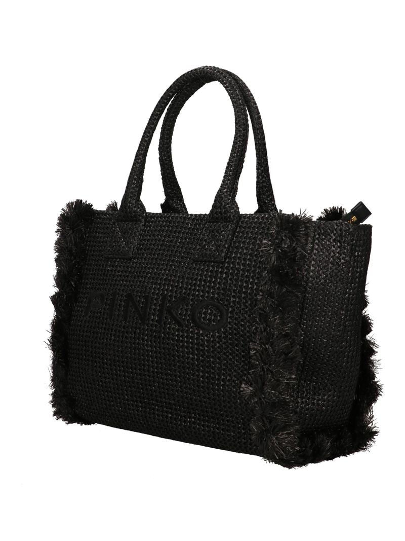 Pinko Beach Raffia 106673 A39Y borsa shopper nero rafia