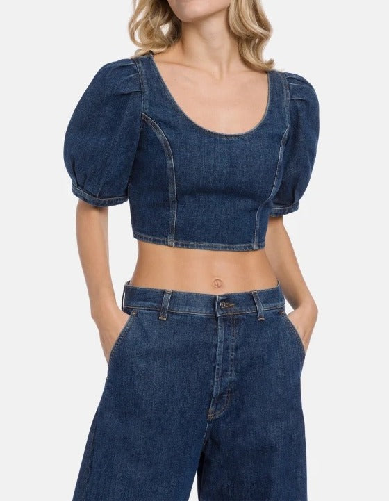 Dondup DC459 DSE340D Top Cropped Denim Blu Taglia 40