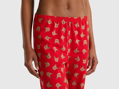 Benetton Set Pigiama Donna Manica Lunga Cotone Taglia L Fantasia