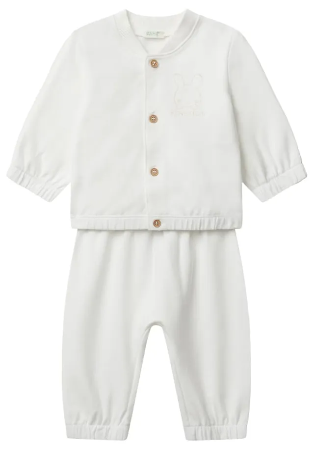 Benetton Felpe Tuta Completo Bimbo Giacca Bomber Pantaloni Cotone