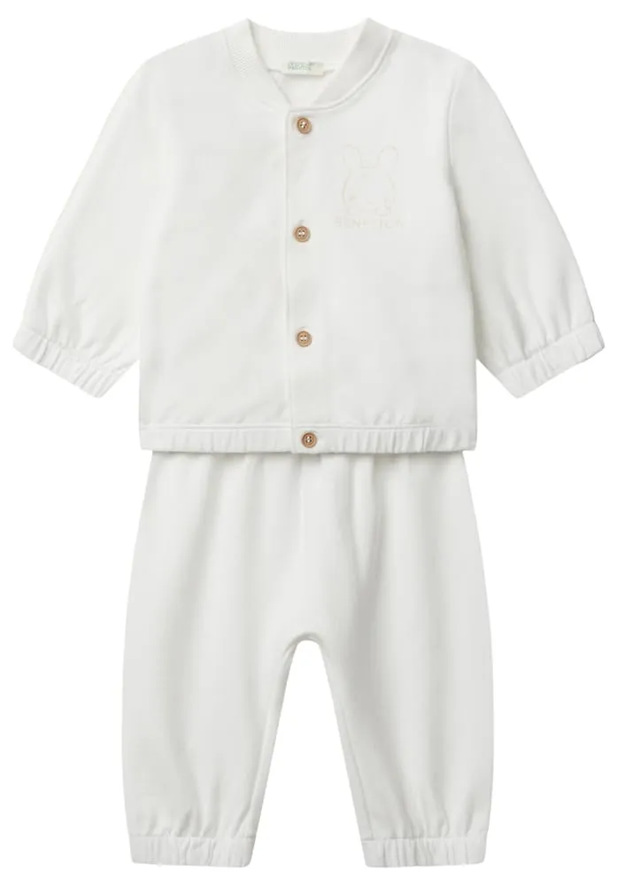 Benetton Felpe Tuta Completo Bimbo Giacca Bomber Pantaloni Cotone