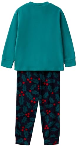 Benetton 3I470P09H Set Pigiama Bambini Verde Pile Xmas