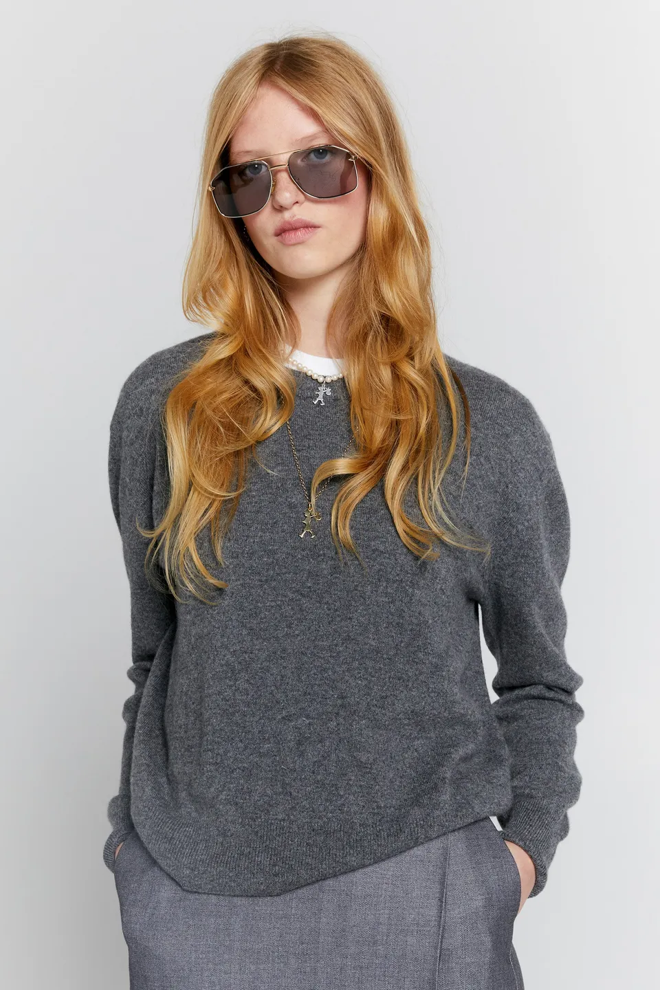 Karen Walker Classic Maglione cashmere grigio marle