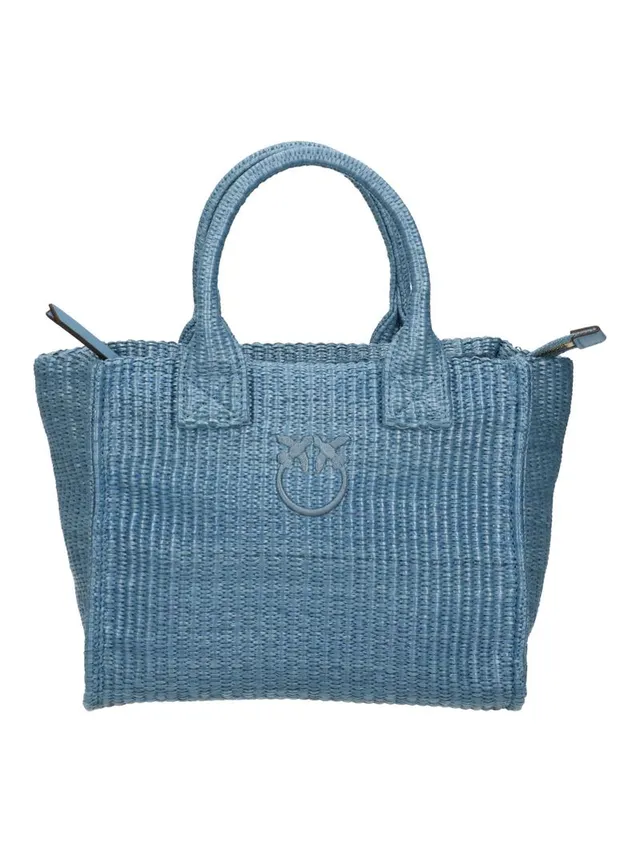 Pinko Beach Raffia Mini Shopper Azzurro 30x30 rafia