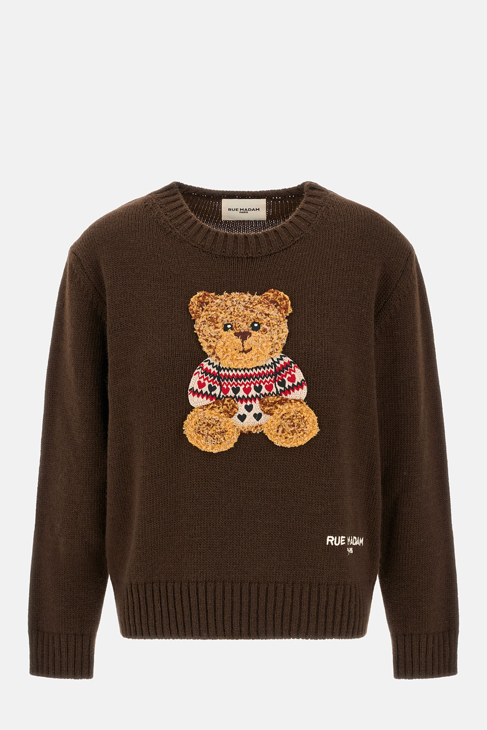 Rue Madam 1612 Marvin Love Maglione Brown Lana Orsetto