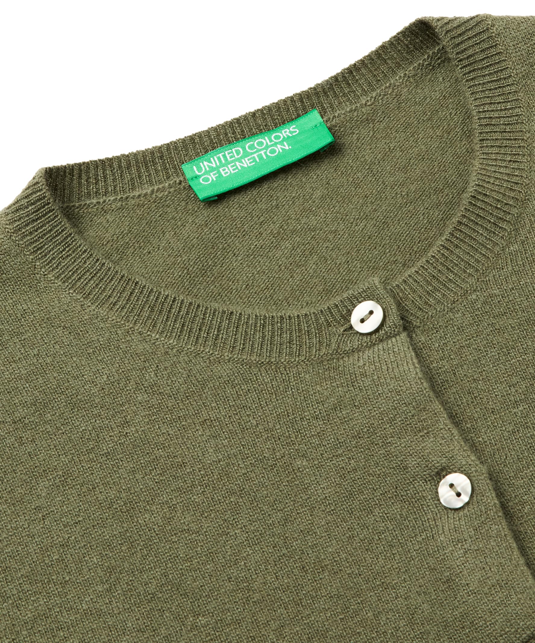 Benetton 1002d5485 Maglia Coreana Cardigan Verde XXS