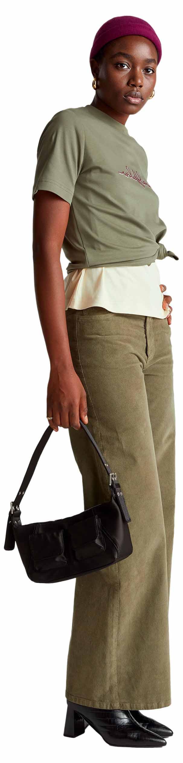 Benetton pantalone velluto donna wide fit 1000 righe