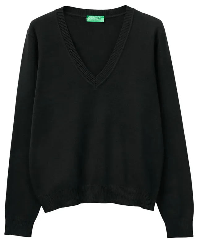 Benetton Maglieria Maglia Scollo V M/L maglione scollo a V tinta unita