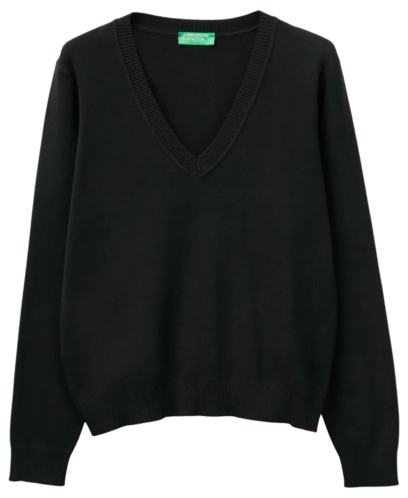 Benetton Maglieria Maglia Scollo V M/L maglione scollo a V tinta unita