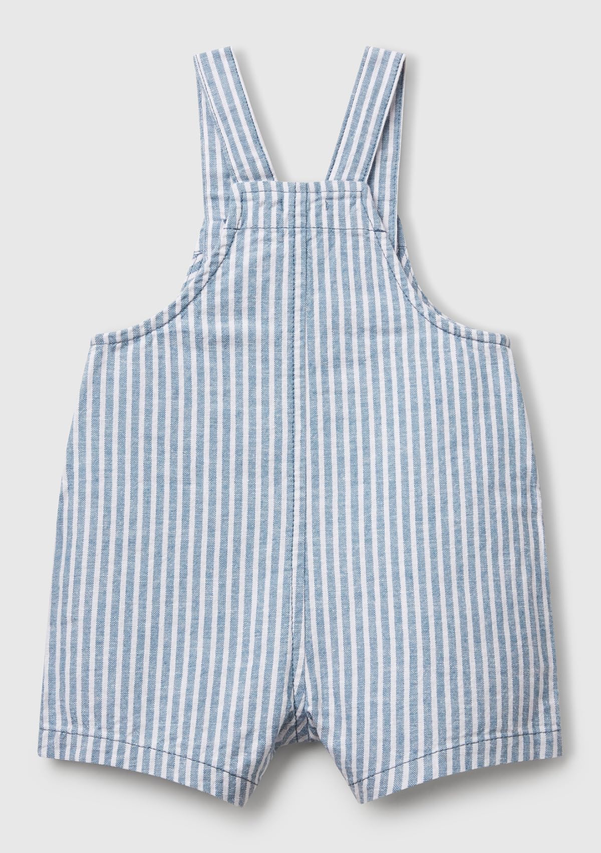 Benetton Salopette Bimbi 12 Mesi Misto Lino Rigato Tasche