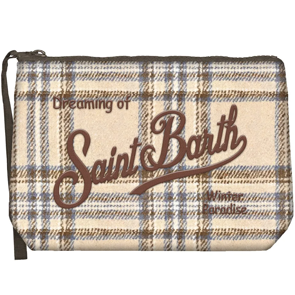 MC2 Saint Barth Aline Wool pochette tartan beige marrone