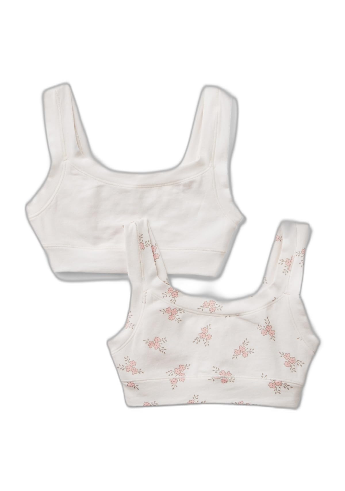 Benetton Brassiere Top Bambina Panna 2 Pezzi Cotone