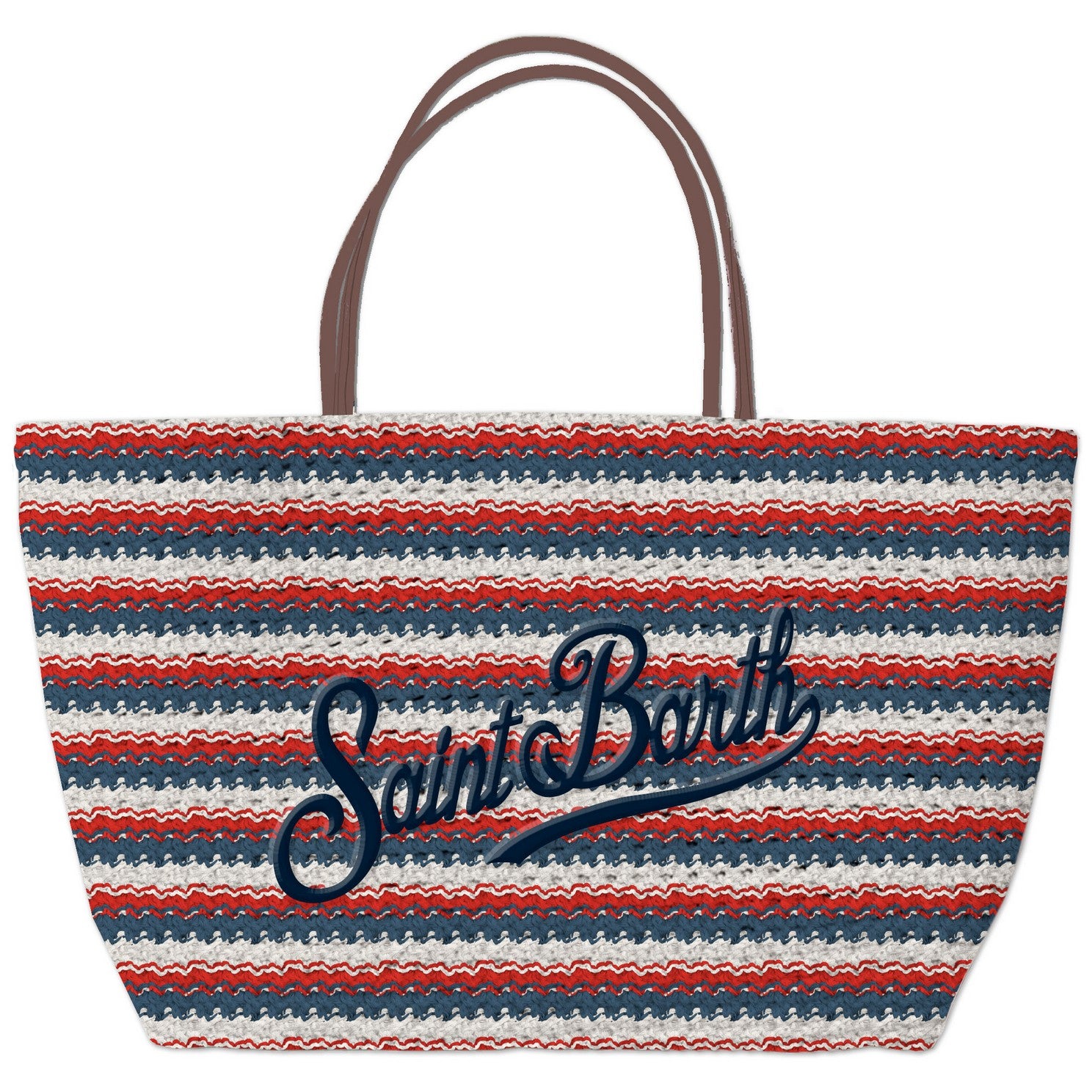 MC2 Saint Barth Crochet Tote Borsa Navy Rosso Stripes