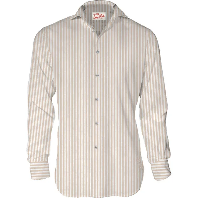 MC2 Saint Barth Pamplona Camicia Uomo Beige Lino a Righe