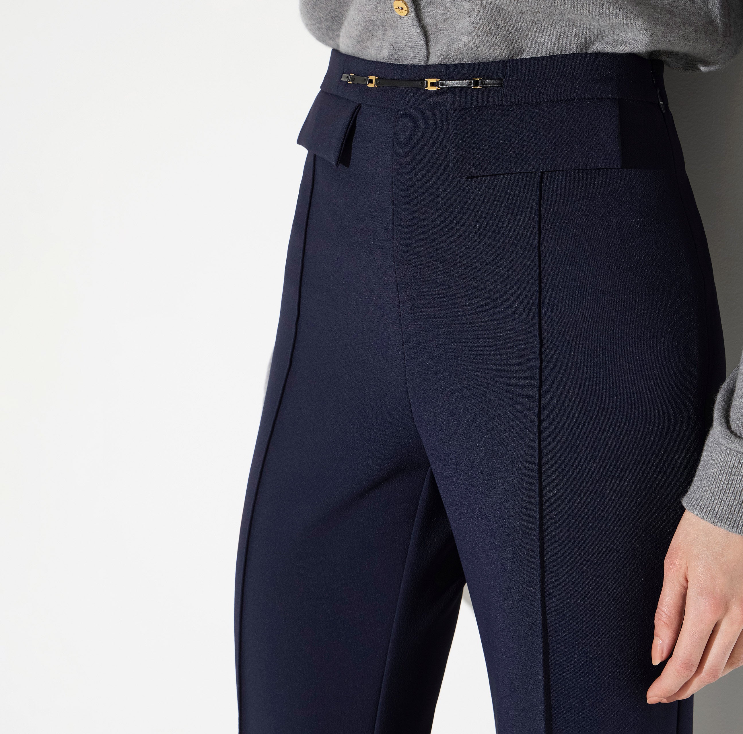 Elisabetta Franchi PA19666E2 pantalone palazzo blu notte