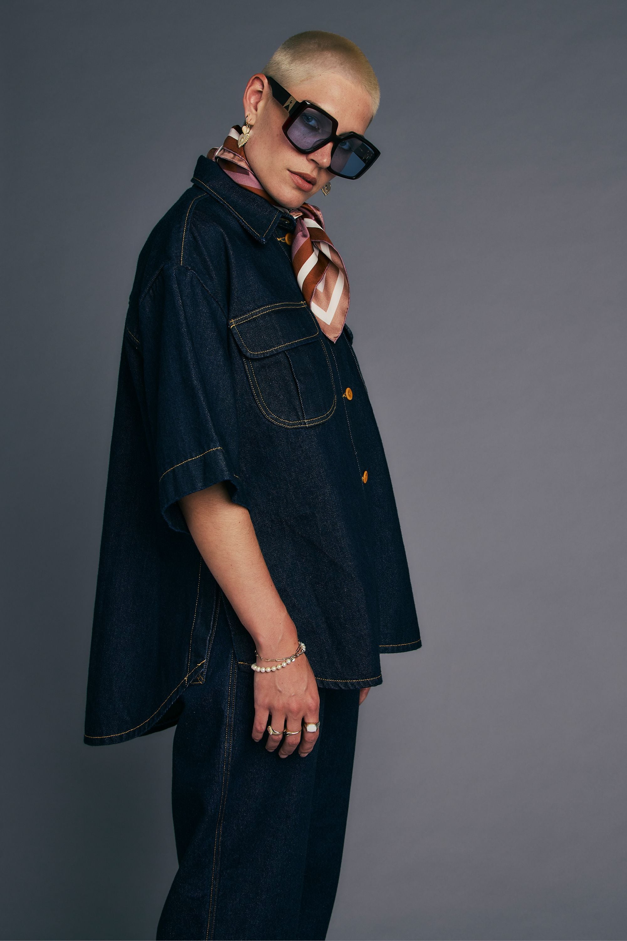 Karen Walker Mod Shirt camicia denim indigo relaxed
