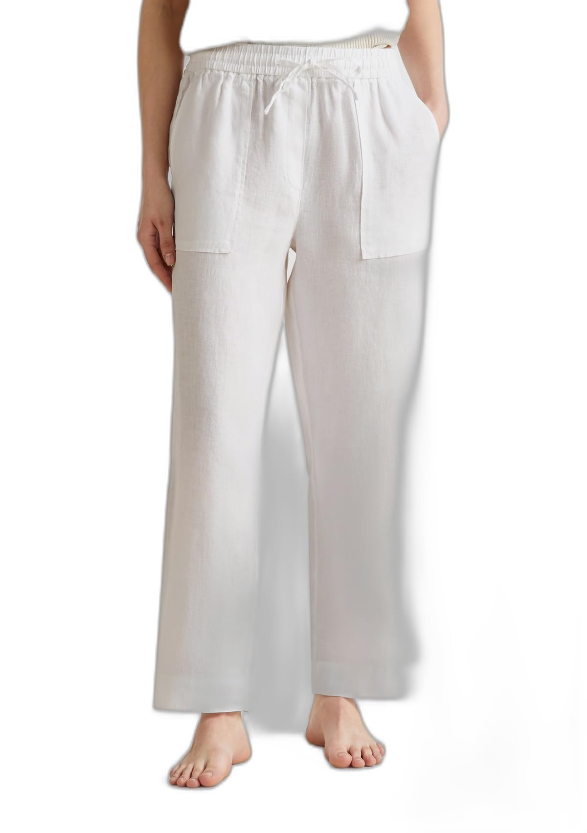 Benetton 4AGHDF08J Pantalone Donna Lino Verde