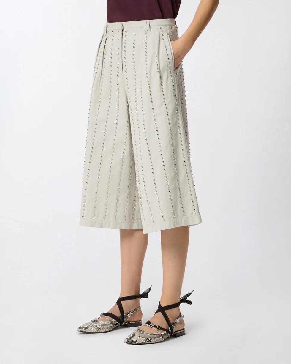 Pinko Babs 106240 A324 Bermuda Donna Grigio Cotone Righe