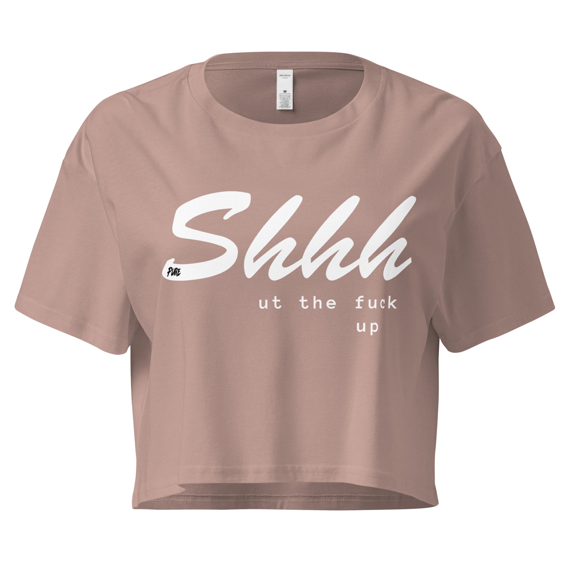 Pure Trash Womens T-Shirts Shhhut crop top donna cotone nero