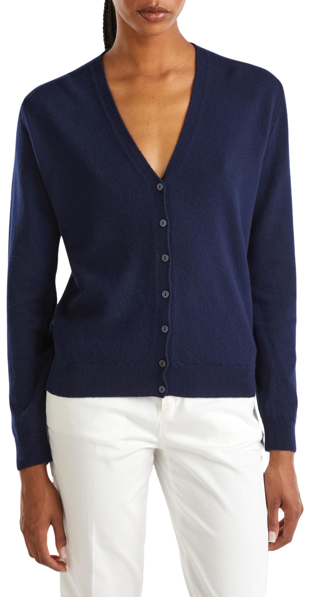 Benetton 1002d6879 Cardigan Donna Manica Lunga Blu