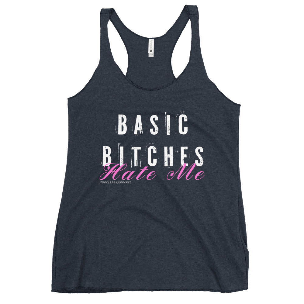Pure Trash Basic Bitches Hate Me canottiera donna nera aderente