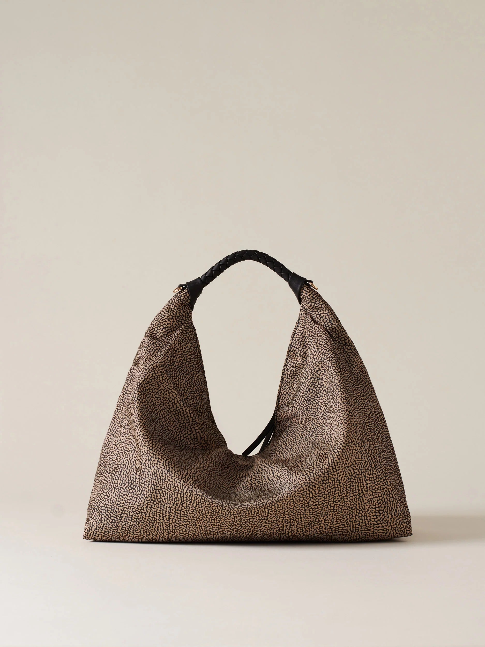 Borbonese Plié Medium 91010206 borsa hobo naturale nero