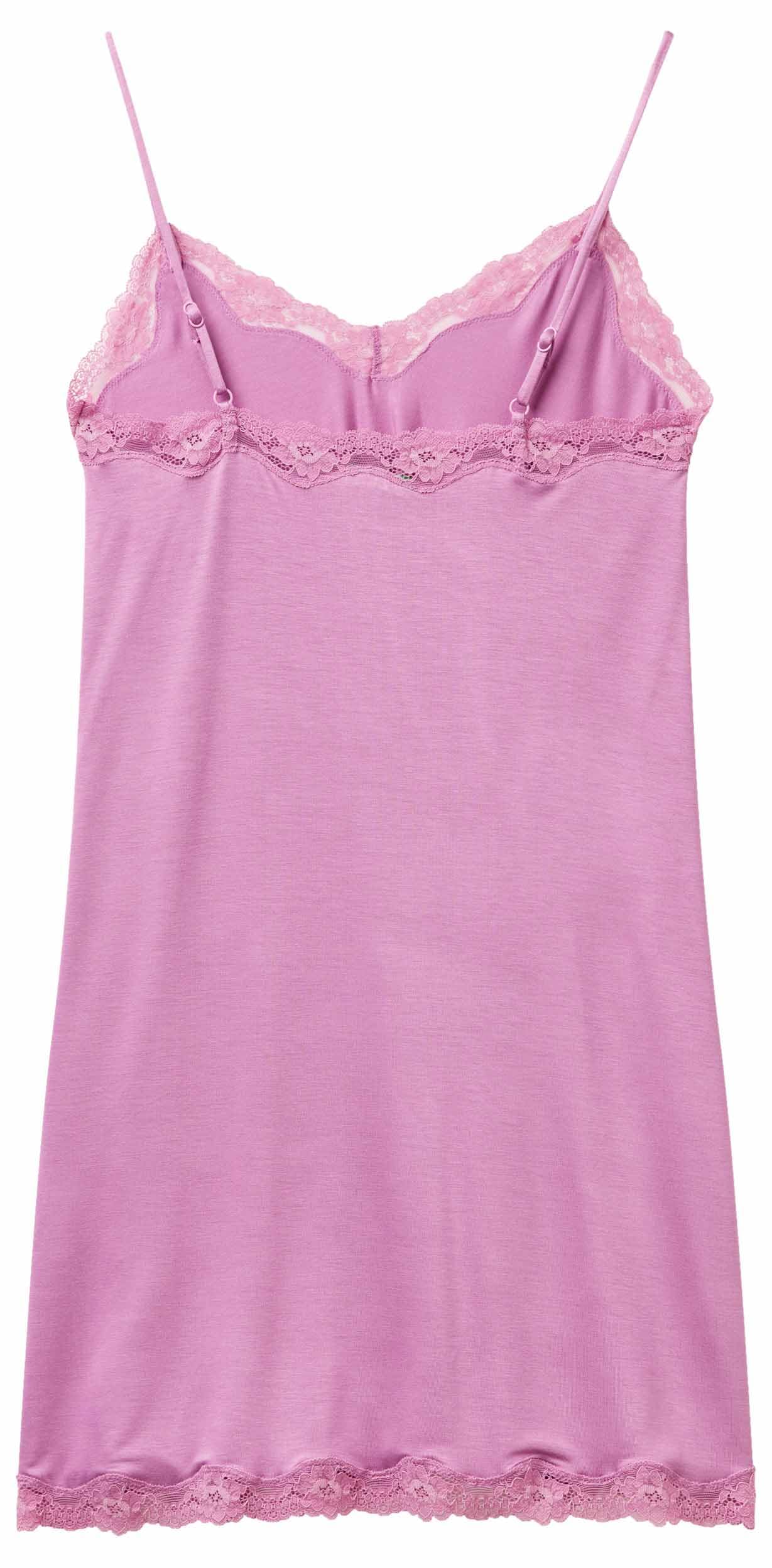 Benetton 3z123v00i Sottoveste Donna S Rosa Viscosa