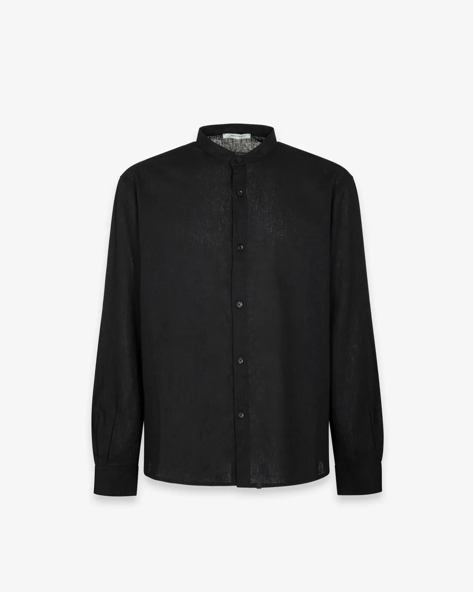 Hinnominate HMABM01550 Camicia Uomo Nero Lino Coreana