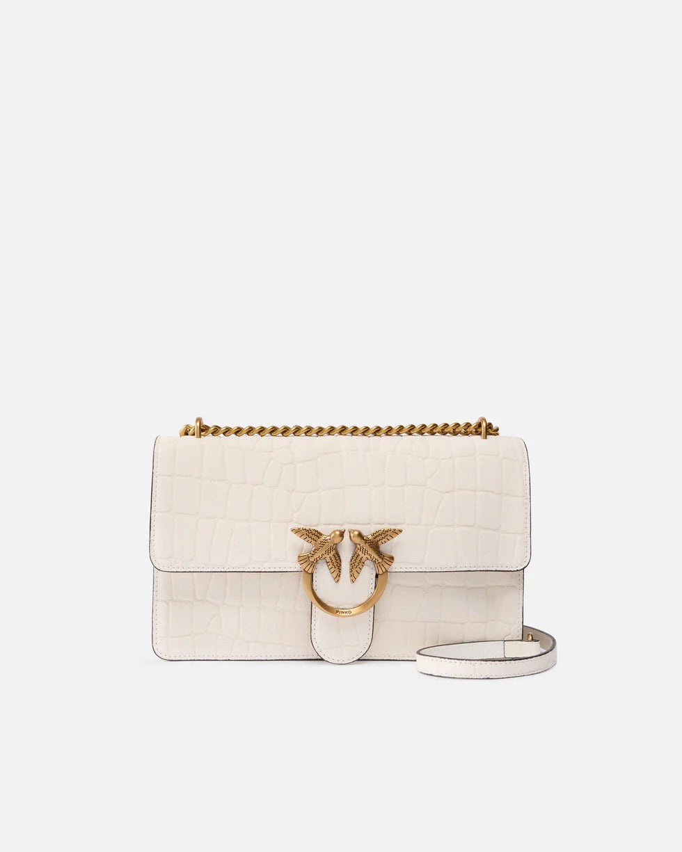 Pinko Love One Classic 100941 A2YW borsa bianco coccodrillo