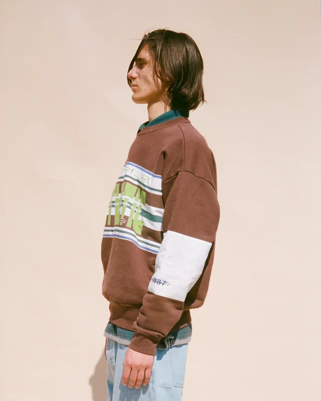 Martine Rose Lamont felpa marrone oversize cotone