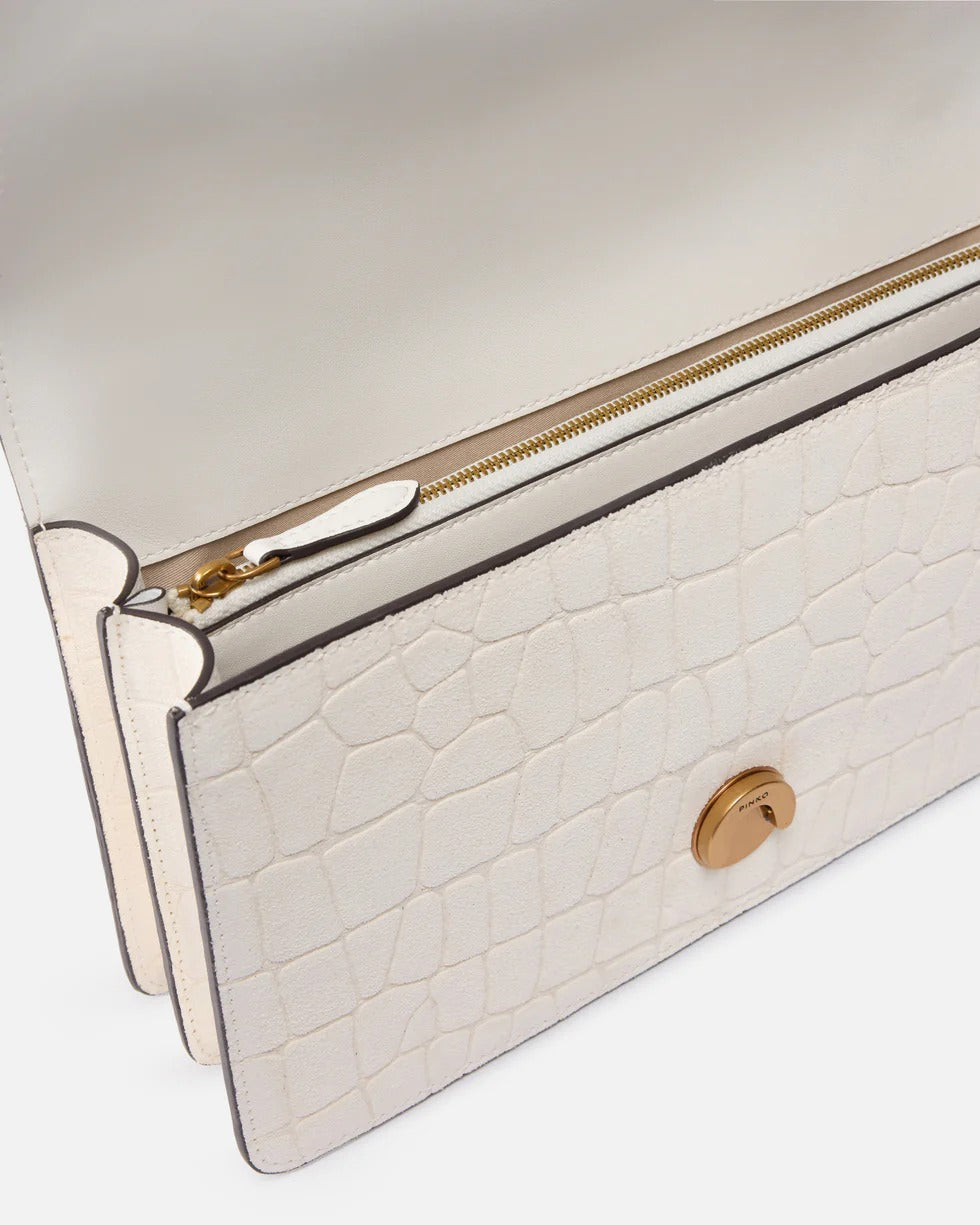 Pinko Love One Classic 100941 A2YW borsa bianco coccodrillo