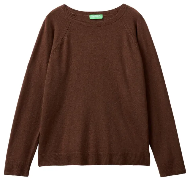 Benetton Maglieria Maglia Donna Marrone Lana Girocollo