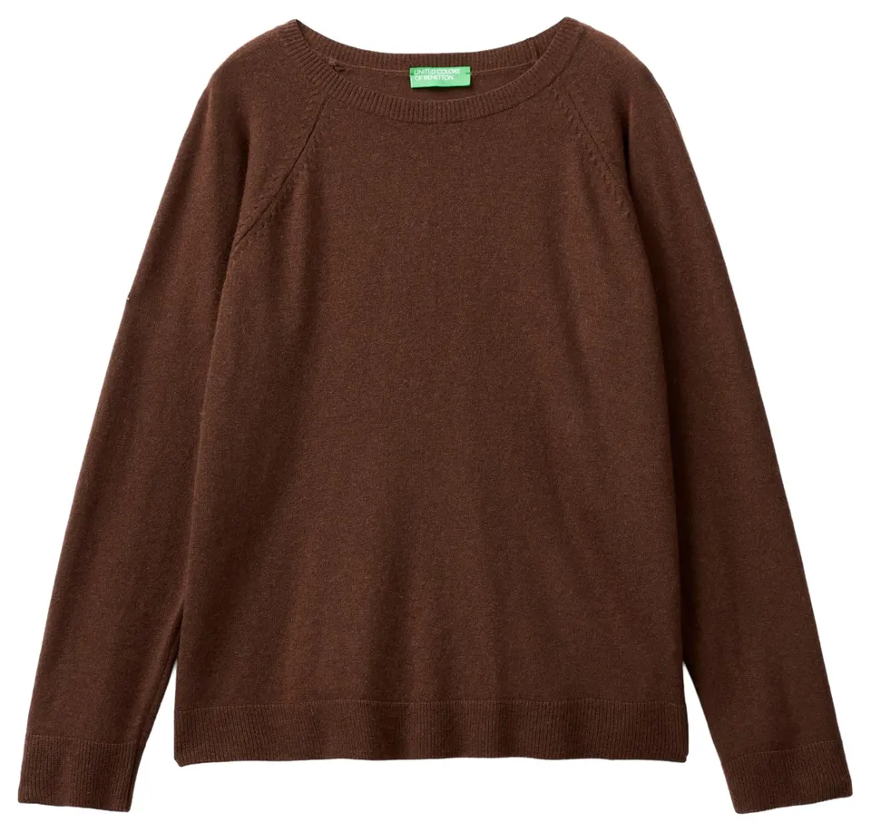 Benetton Maglieria Maglia Donna Marrone Lana Girocollo