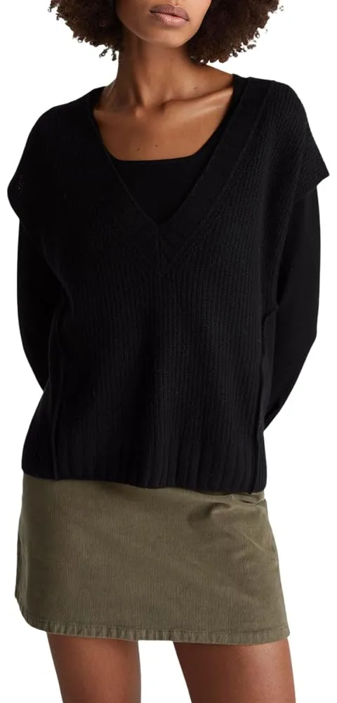 Benetton Gilet Scollo a V Donna Uomo Morbido in Maglia