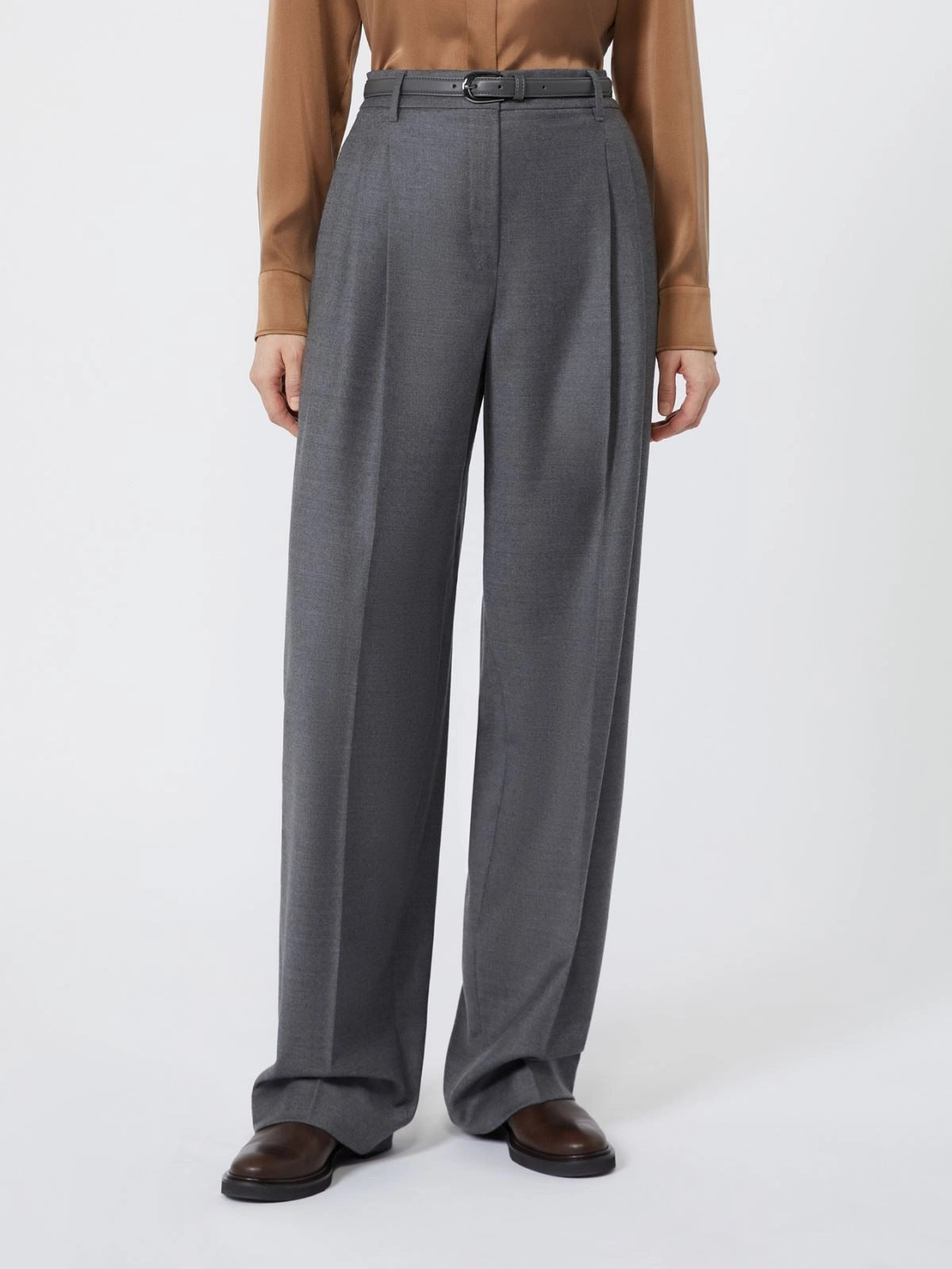 Max Mara Studio MSTLAGO003 pantalone grigio scuro taglia 40 lana