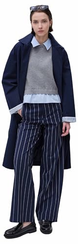 Benetton Pantaloni Gessati Donna 38 Gamba Larga