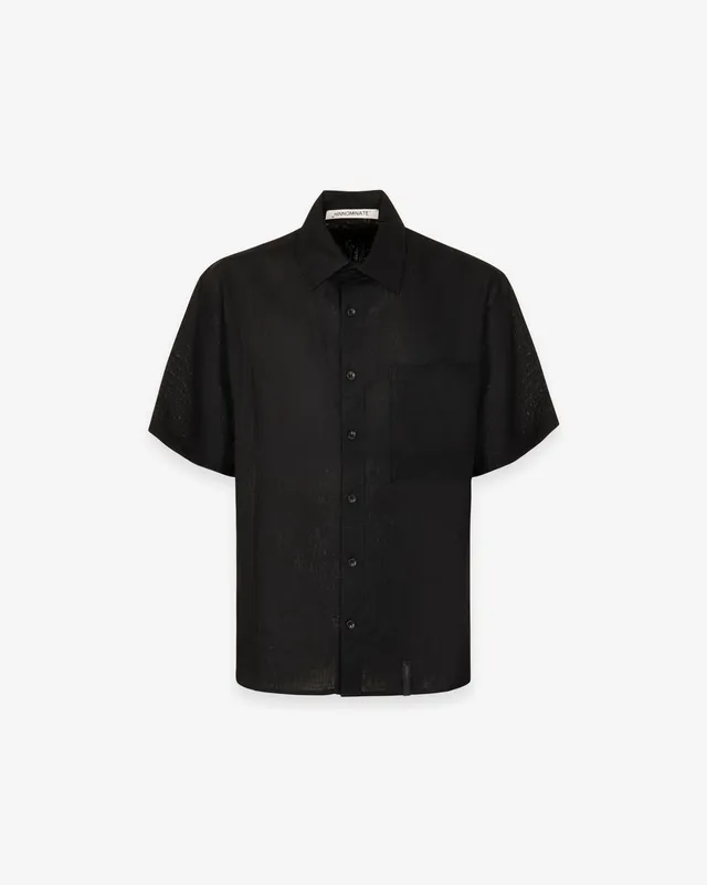 Hinnominate HMABM01556 camicia uomo nero lino maniche corte