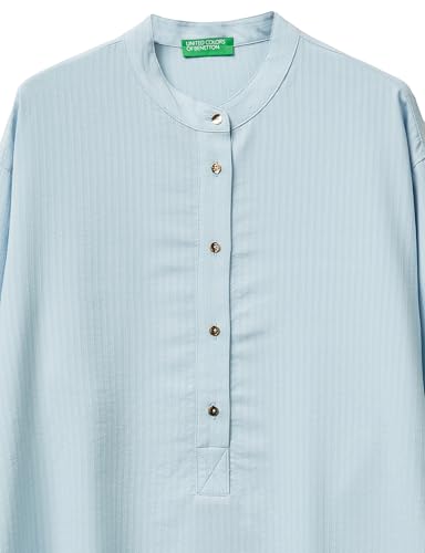 Benetton 5X0VDQ0DD Blusa Blu Rigata Coreana
