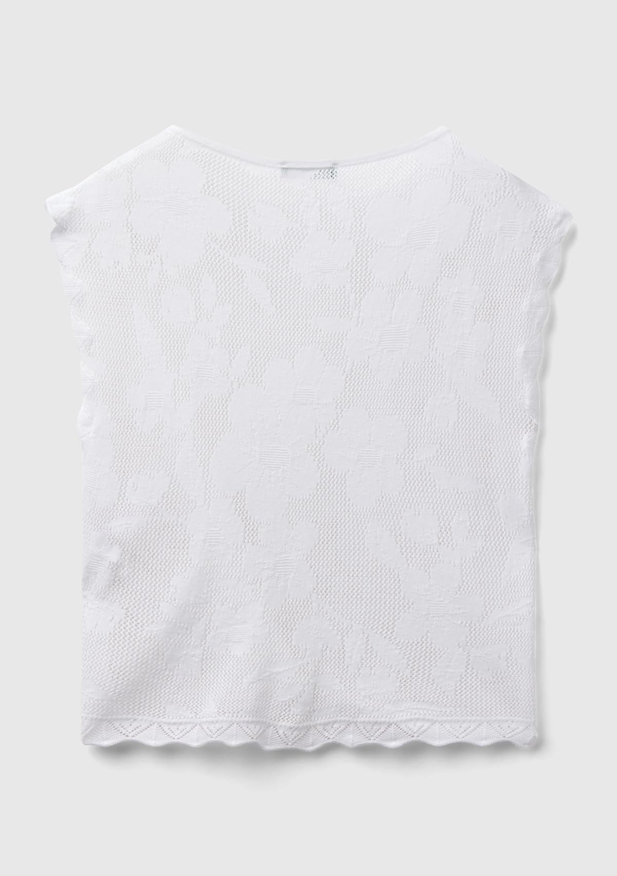 Benetton Canottiera Donna Bianca Maglia Pizzo XS