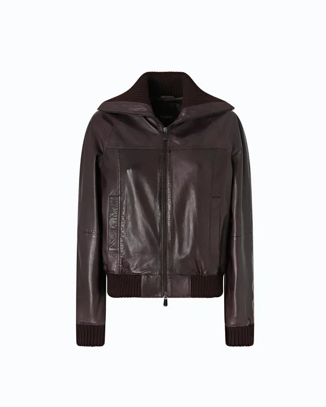 Pinko Bluma 107166-A31X bomber pelle testa di moro