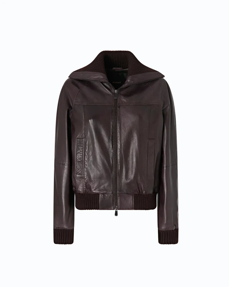 Pinko Bluma 107166-A31X bomber pelle testa di moro