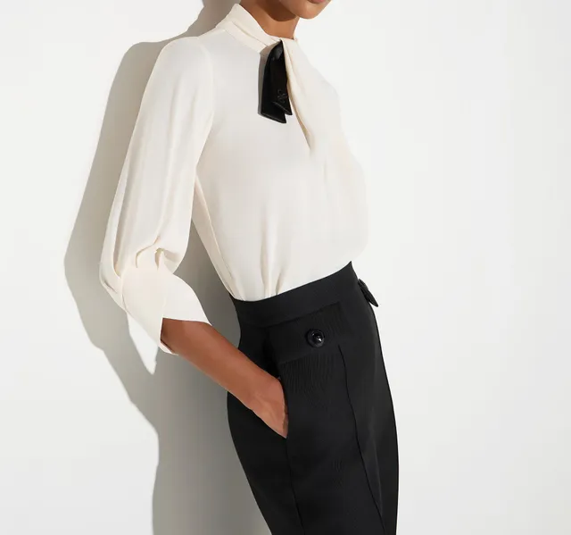 Elisabetta Franchi CA17866E2 Blusa Burro/Nero Georgette