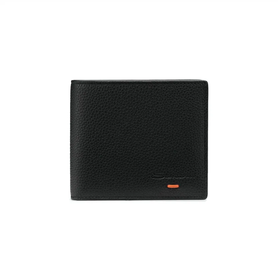 Santoni UFPPA2375FOA portafoglio uomo nero fumo pelle