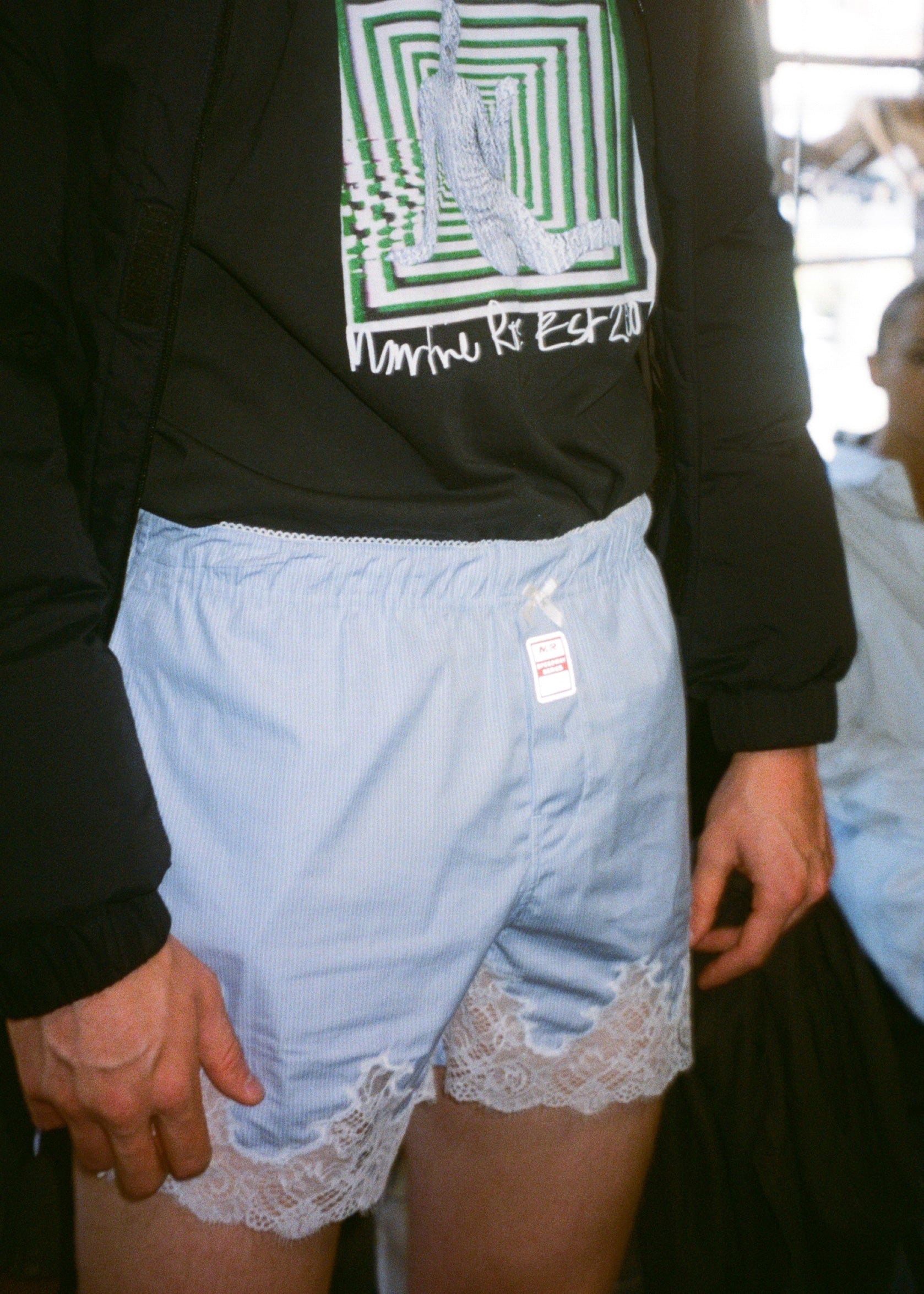 Martine Rose French Knickers shorts riga blu cotone