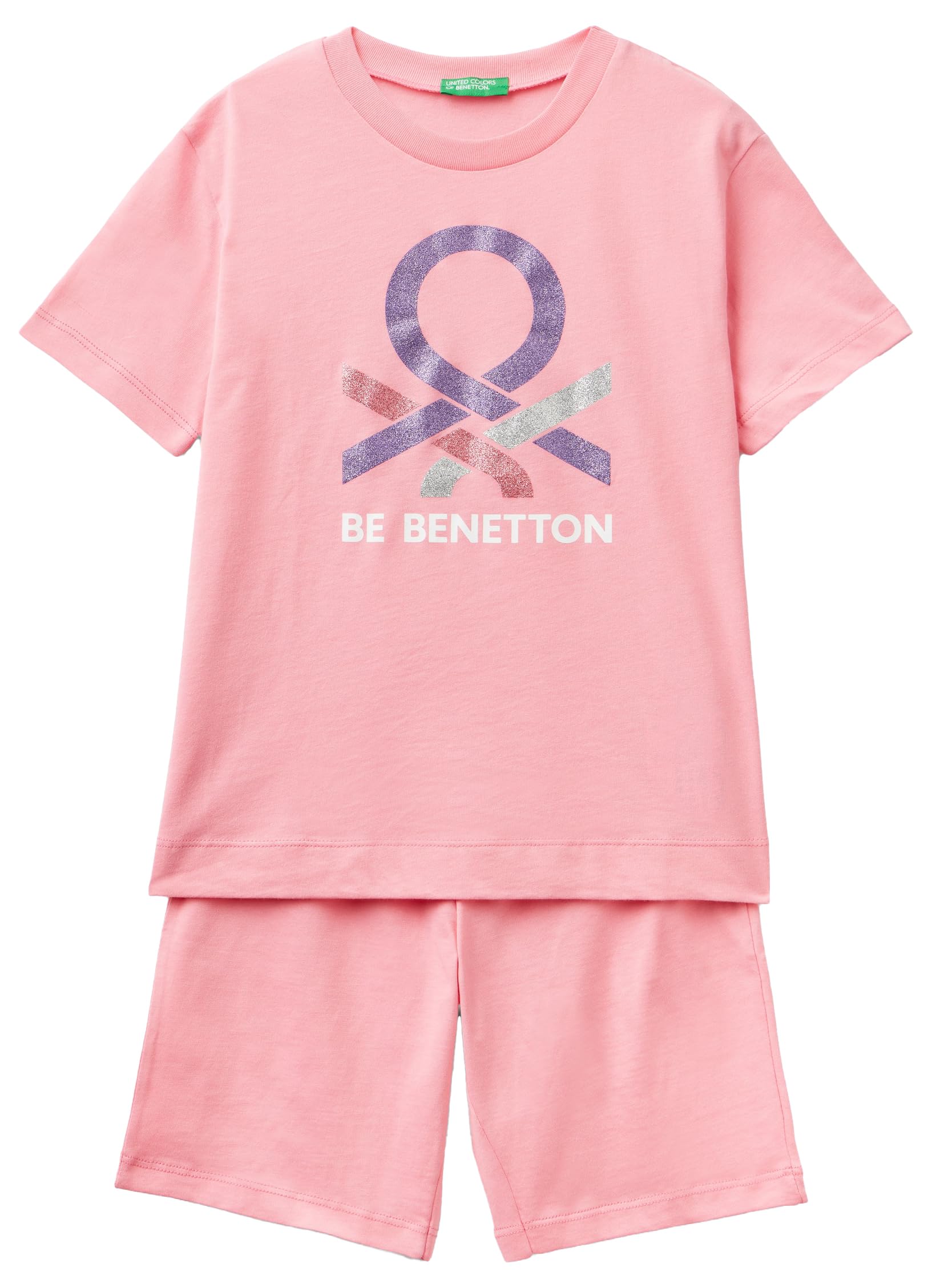 Benetton 30960p06s Pigiama Bambino Corto T-Shirt+Short Blu