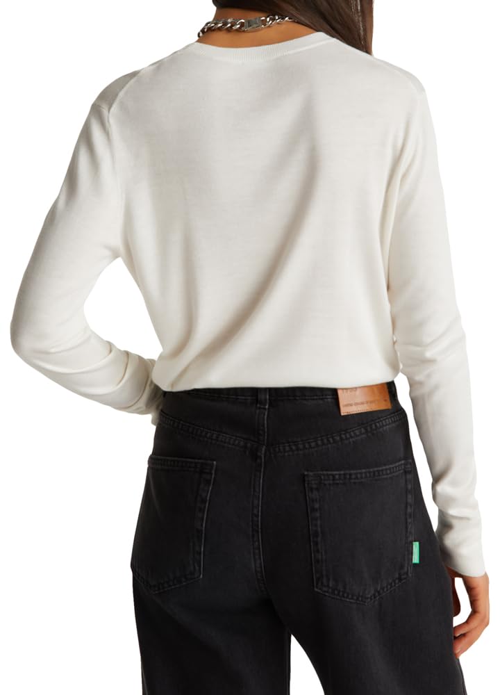 Benetton 1zred10cp Maglione Donna Blu Girocollo Regular