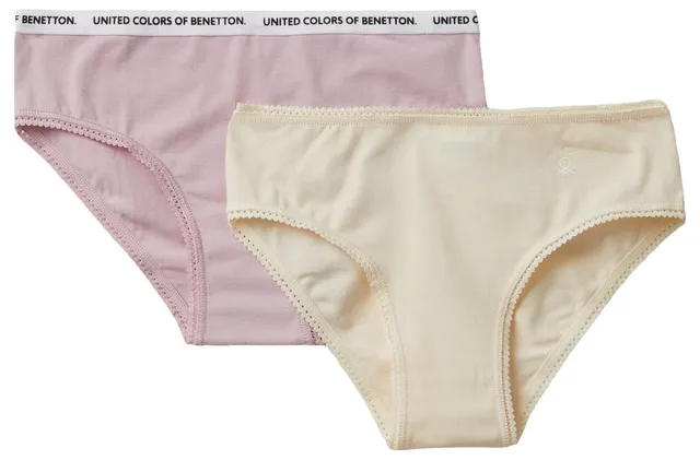 Benetton Set 2 Slip Bambina 3 Anni Elastico Logo