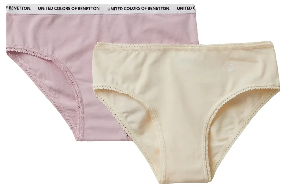 Benetton Set 2 Slip Bambina 3 Anni Elastico Logo