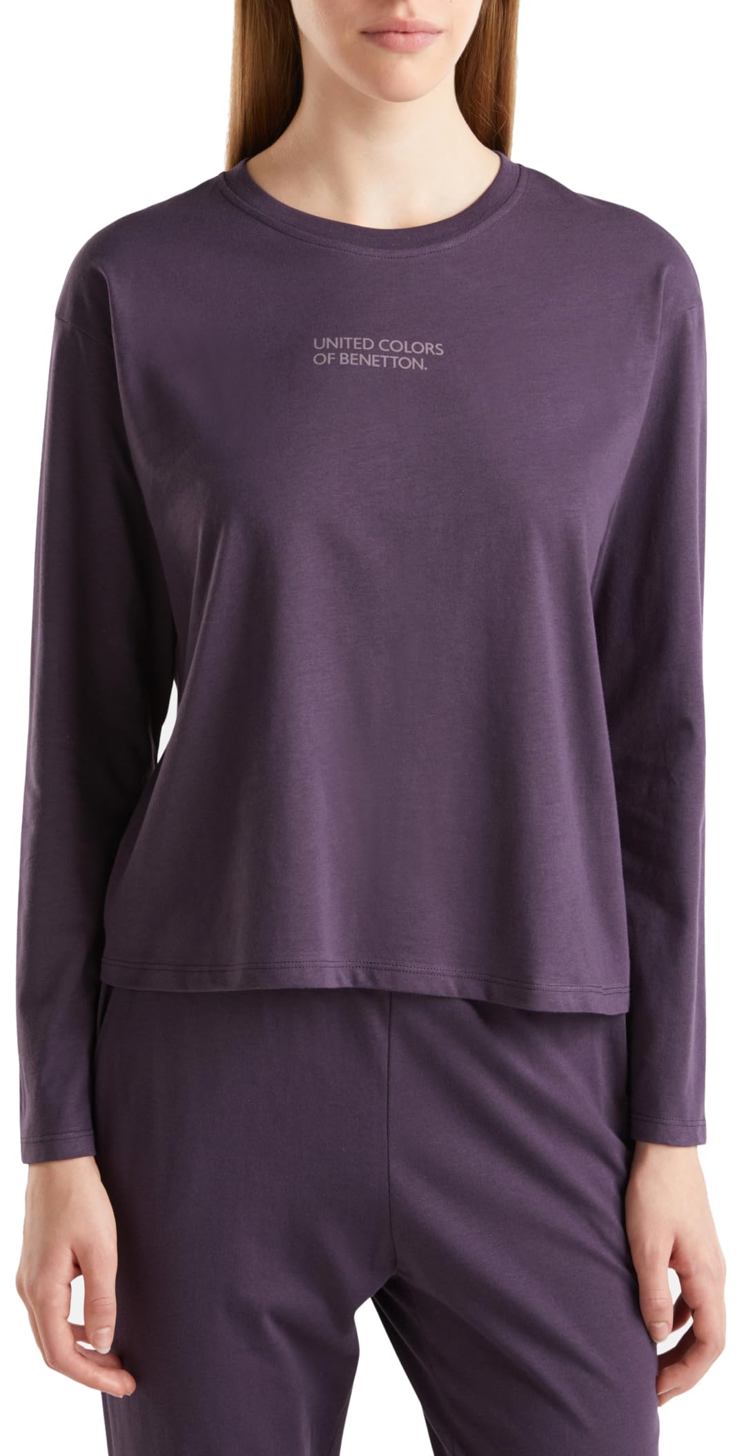 Benetton 30963m04s Maglia Pigiama Donna L Manica Lunga