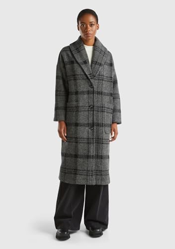 Benetton cappotto donna M lana jacquard lungo